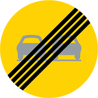 Vägmärke omkörningsförbud upphör